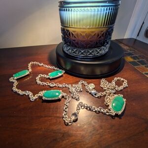 Chic Silver and Green Necklace
